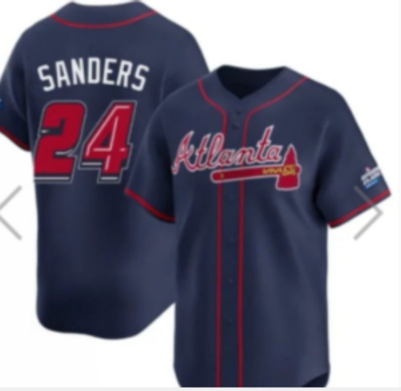 Men Atlanta Braves Nike #24 Sanders Blue 2025 MLB Jersey 05